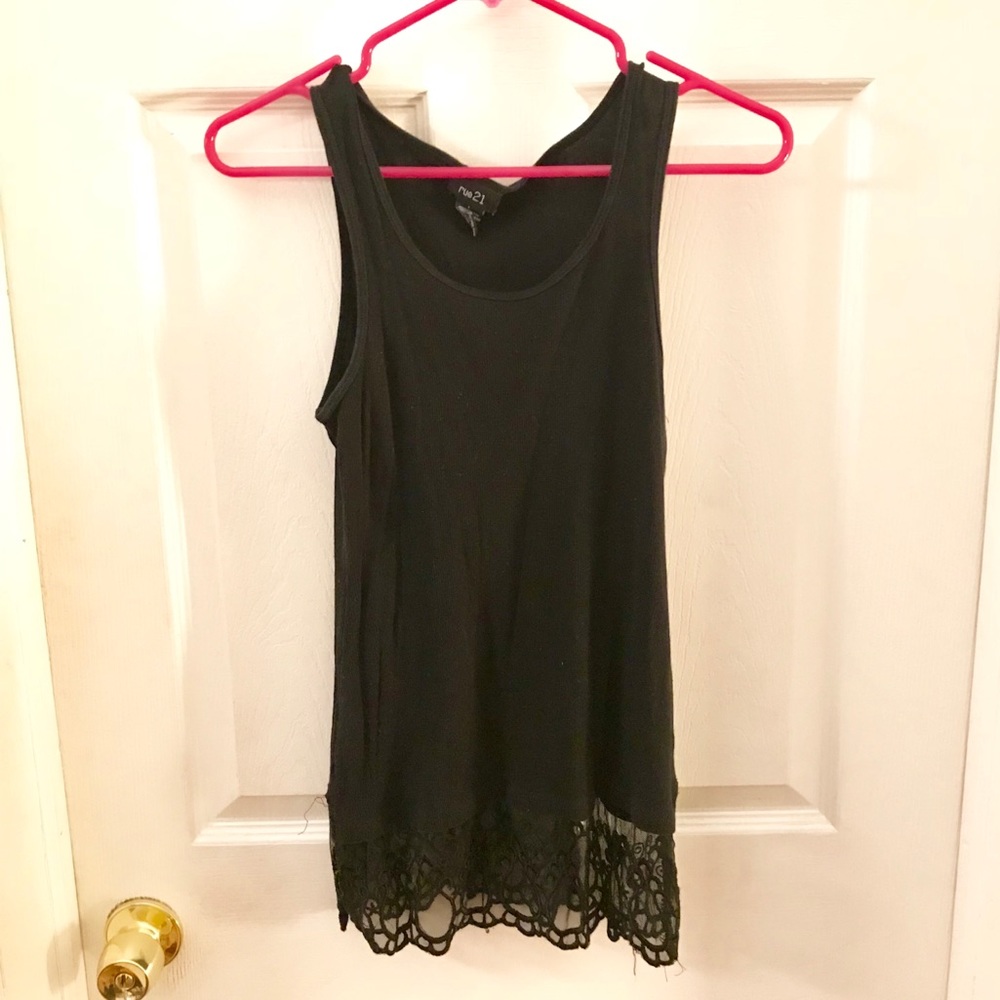 Lace trimmed black tank